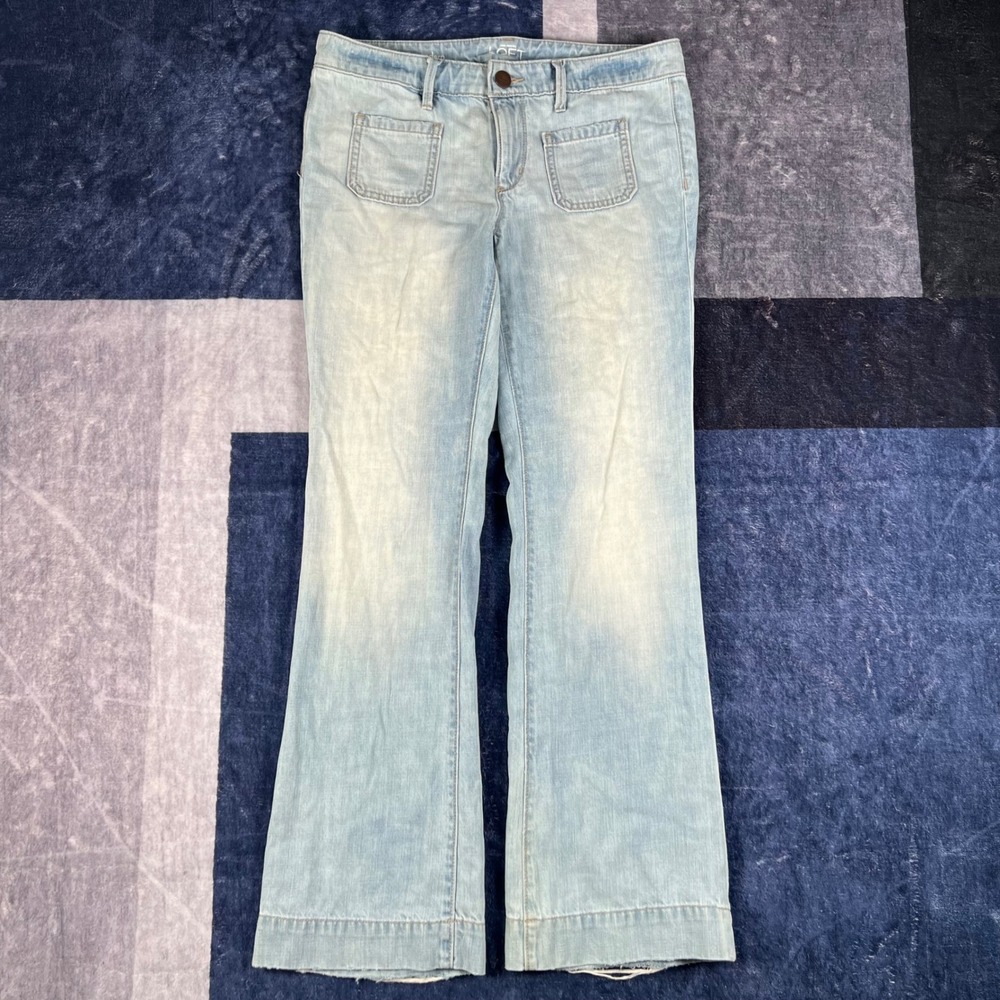 Loft Modern Flare Jeans Womens 27/4P Light Wash Denim Patch Pocket 100% Cotton